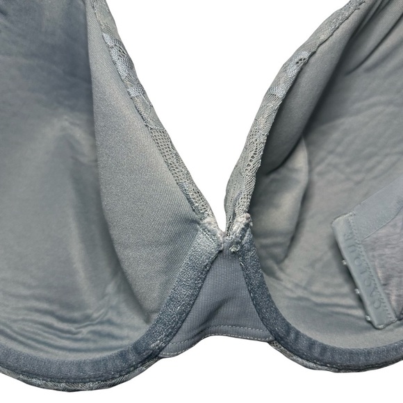 Cacique Lightly Lined Full Coverage Grey Lace Bra W Underwire size 38F - Picture 6 of 10